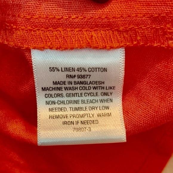 NWT St. John’s Bay Dress Petite Large (PL) Mini Ruffled Orange Pink Sleeveless - Picture 11 of 14